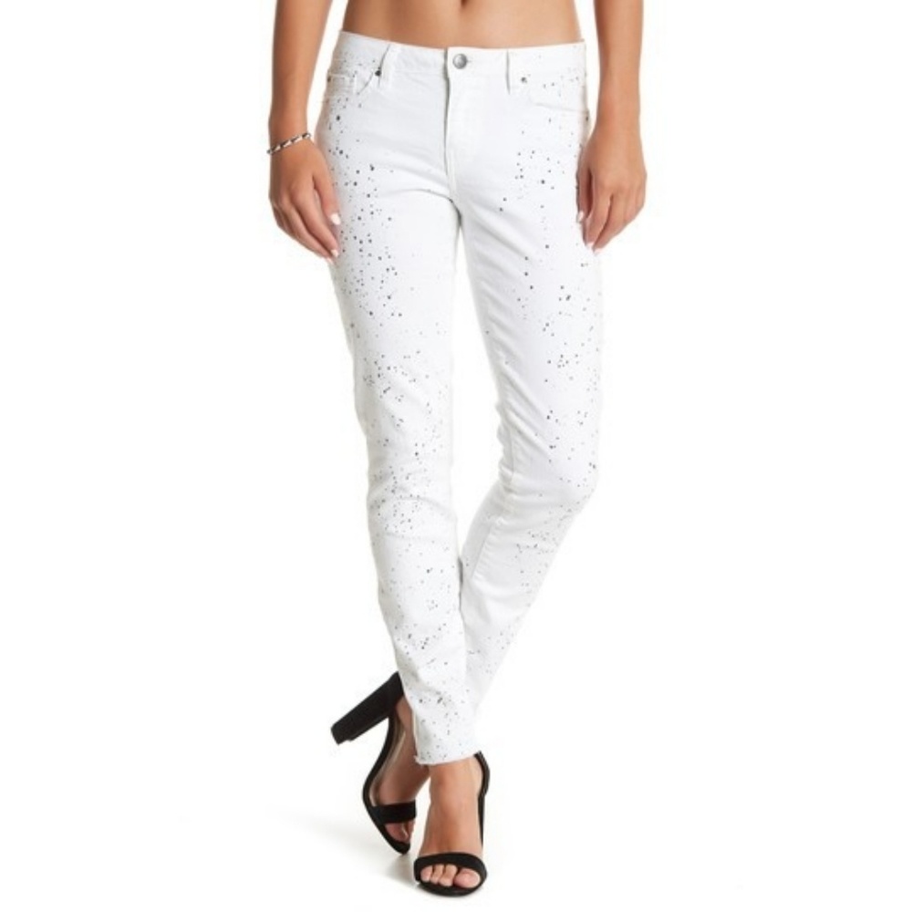 DEX WHITE & BLACK SPLATTER SKINNY JEANS 🆕 - Picture 2 of 8